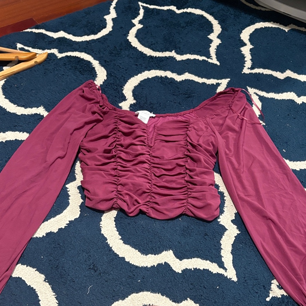 Ruched Off-Shoulder Top in Purple